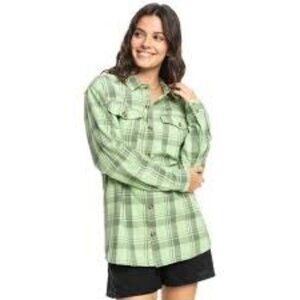 Roxy Let It Go Women's L/S Flannel Shirt - Green size SMALL